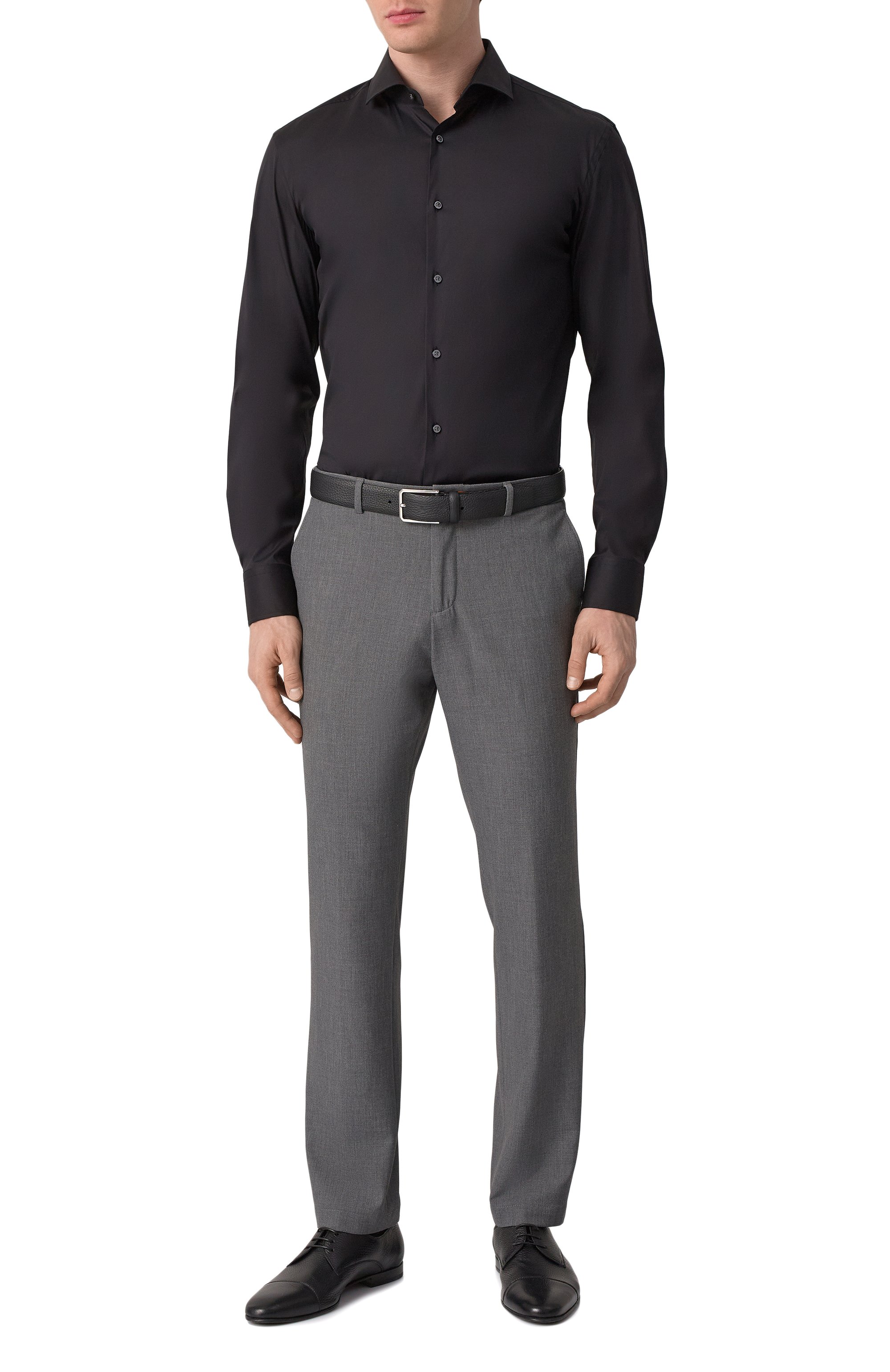 Хлопковая сорочка BOSS черного цвета по цене 17950 руб., арт. 50479915, фото 2 Хлопковая сорочка BOSS, арт. 50479915, фото 2