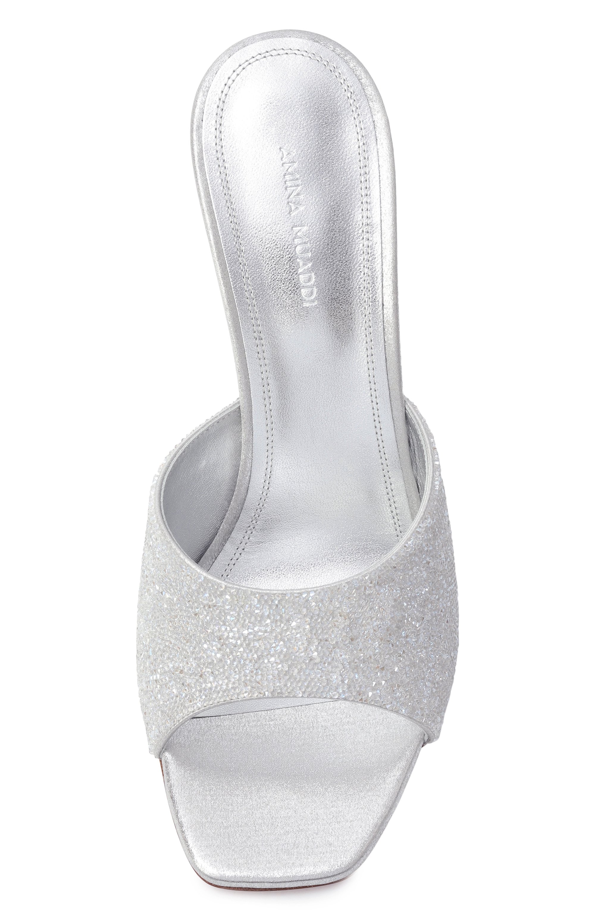 Текстильные мюли lupita 95 AMINA MUADDI, арт. LUPITA CRYSTAL DUST SLIPPER/SILVER, фото 6