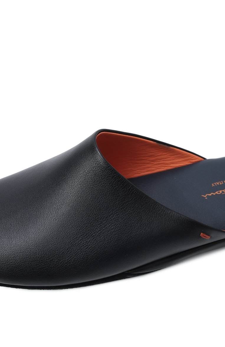 Мужские кожаные домашние туфли SANTONI темно-синего цвета, арт. PMXGA1644XXX1CLB | Фото 7 (Материал внутренний: Натуральная кожа; Материал внешний: Натуральная кожа; Нос: Не проставлено; Мужское Кросс-КТ: тапочки-обувь; Автоматизация состава: Проставлено)