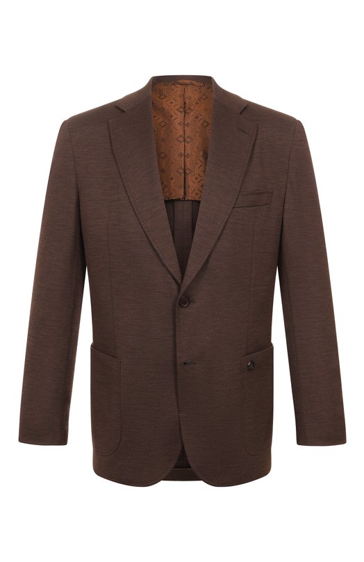 Пиджак из шерсти и шелка Stefano Ricci M1RMM22TA0/CM09HA Коричневый M1RMM22TA0/CM09HA