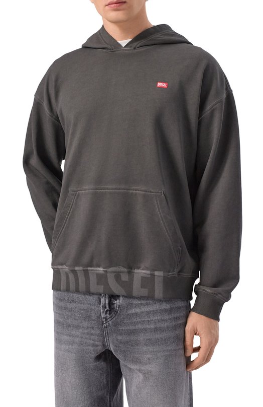 Хлопковое худи Diesel A19333/0IKBR Серый  A19333/0IKBR Фото 3