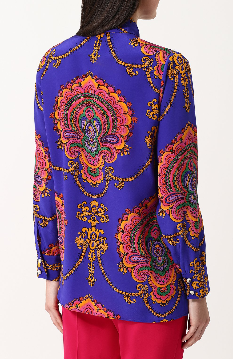Шелковая блуза с воротником аскот и принтом GUCCI, арт. 467085/ZKP46, фото 4