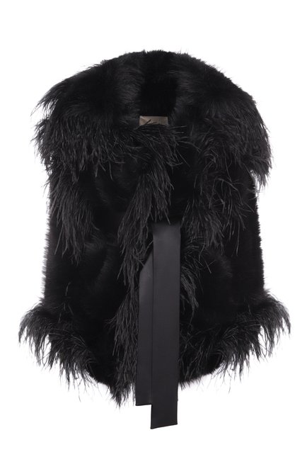 Женская шуба с отделкой перьями ELIE SAAB, арт. J0148AP25/FR001