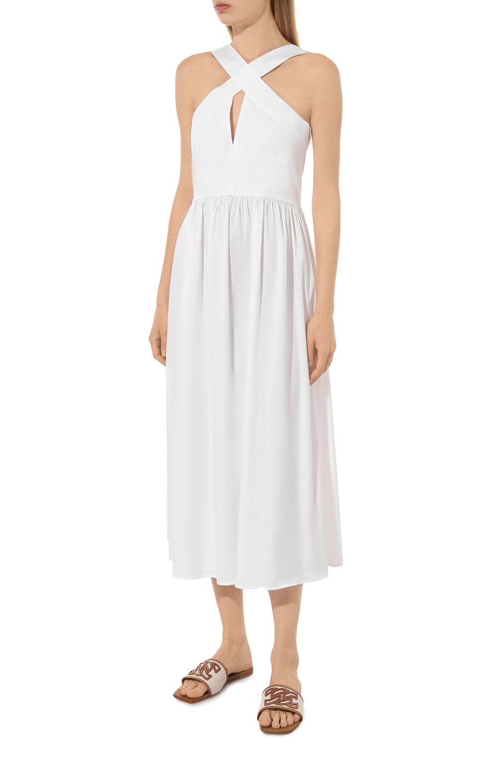 Хлопковое платье WEEKEND MAX MARA белого цвета по цене 45160 руб., арт. STELVIO 241622107, фото 3 Хлопковое платье WEEKEND MAX MARA, арт. STELVIO 241622107, фото 3