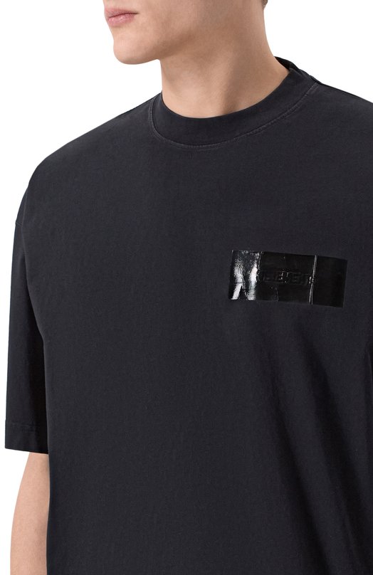 Хлопковая футболка VETEMENTS ME76TR148B/1200 LIGHT JERSEY Чёрный  ME76TR148B/1200 LIGHT JERSEY Фото 5