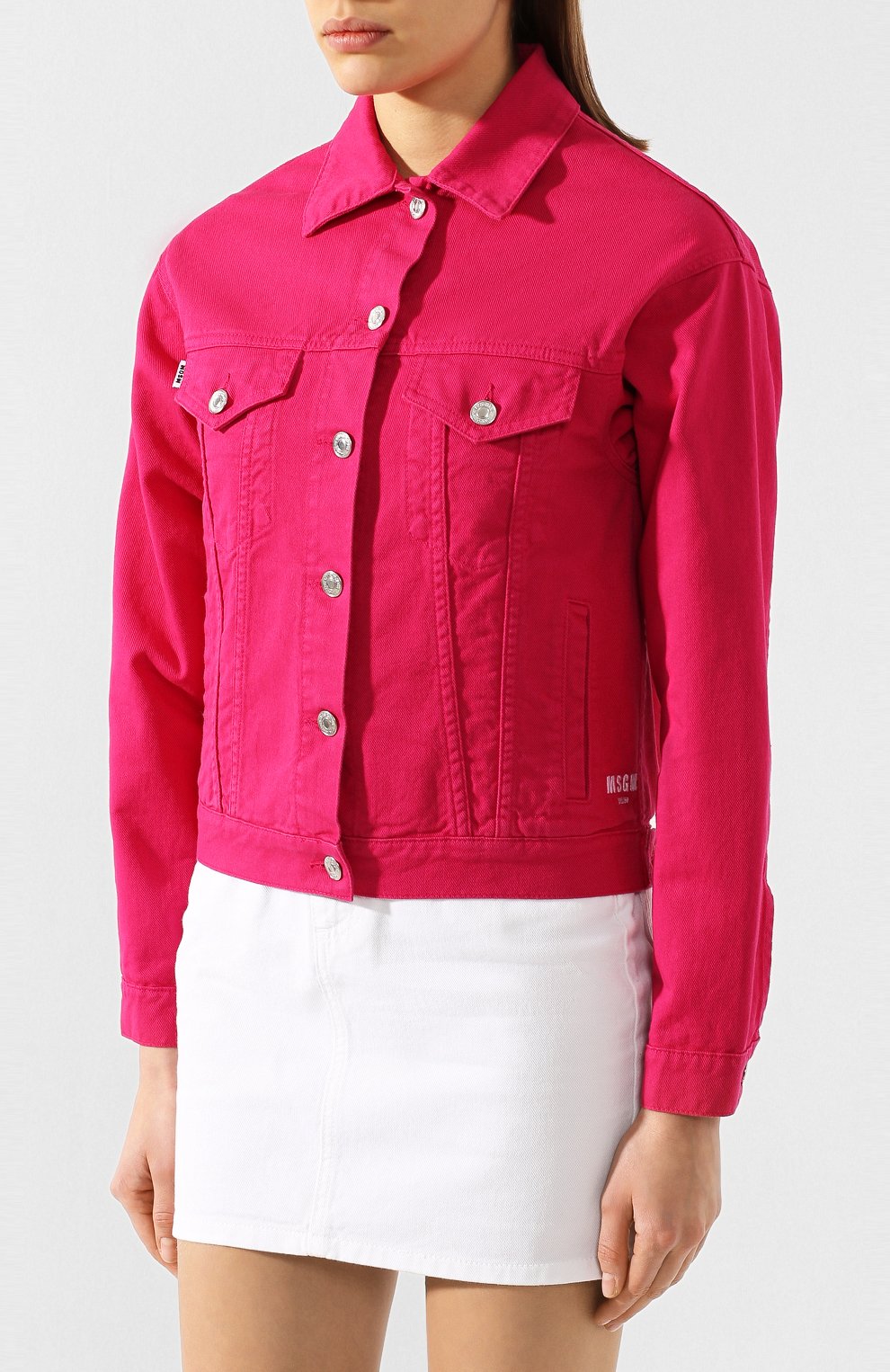 Джинсовая куртка MSGM фуксия цвета по цене 34200 руб., арт. 2842MDH150TX 207460, фото 3 Джинсовая куртка MSGM, арт. 2842MDH150TX 207460, фото 3