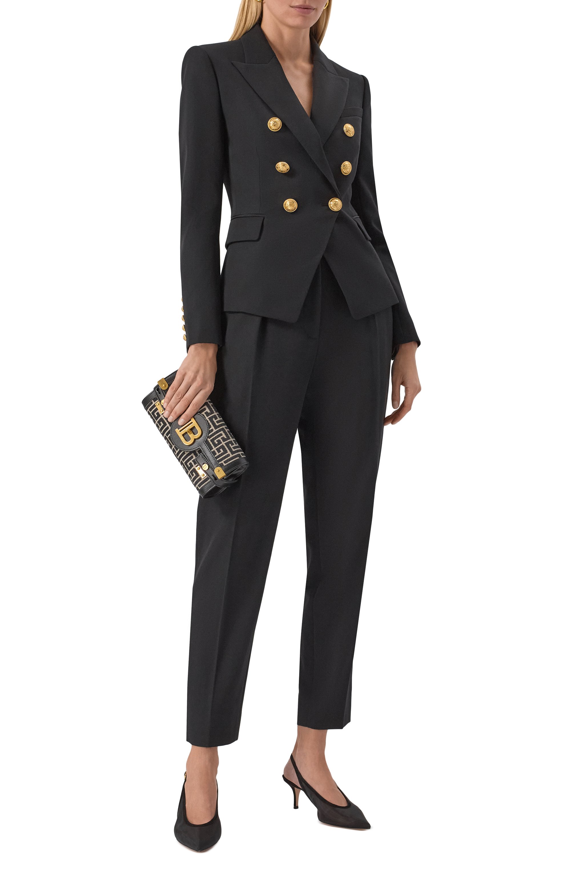 Шерстяные брюки BALMAIN черного цвета по цене 129500 руб., арт. FF1PN190/WC09, фото 2 Шерстяные брюки BALMAIN, арт. FF1PN190/WC09, фото 2