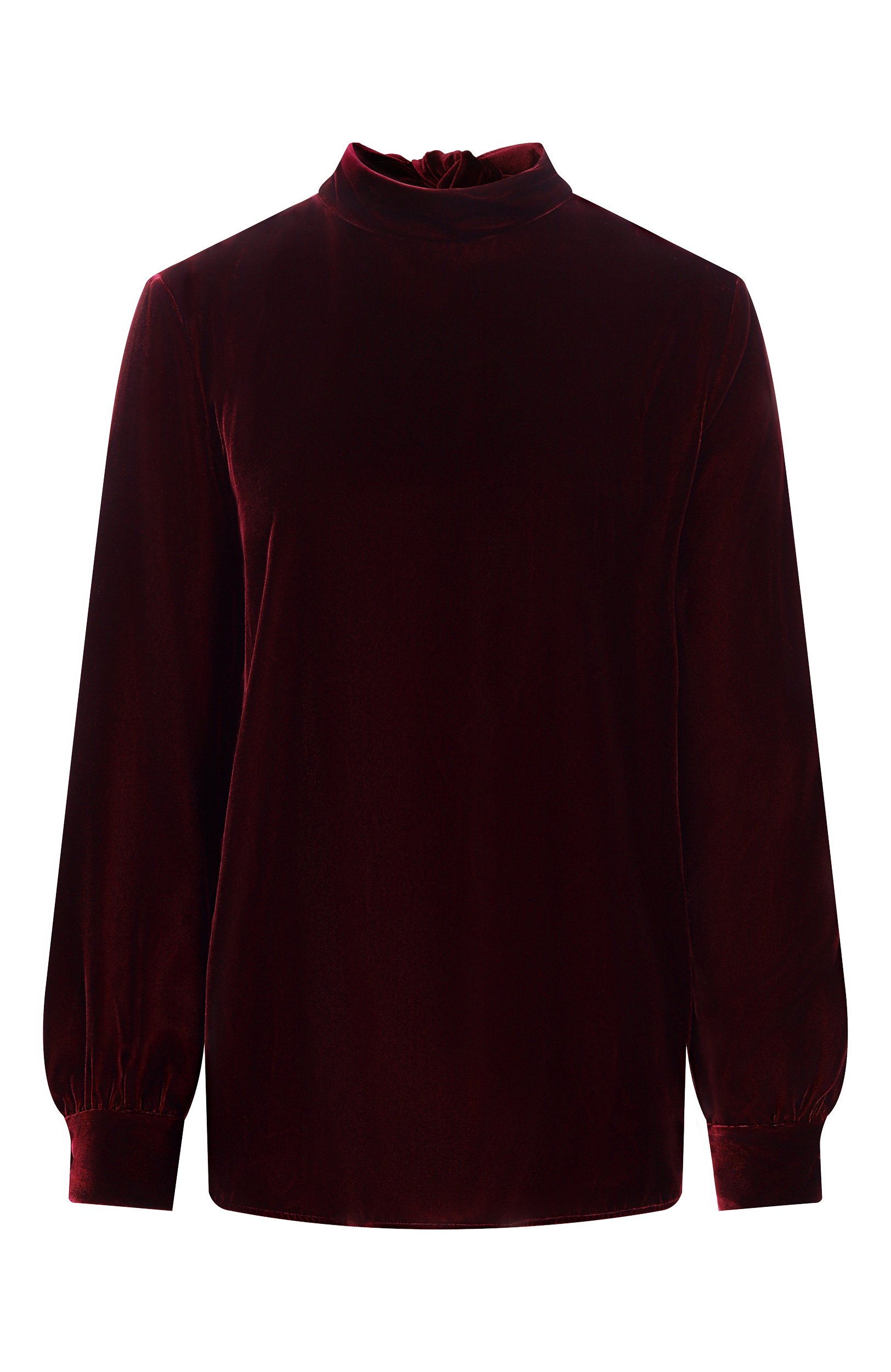 Бархатная блузка GIORGIO ARMANI бордового цвета по цене 272500 руб., арт. GW004030/TE10831, фото 1 Бархатная блузка GIORGIO ARMANI, арт. GW004030/TE10831, фото 1