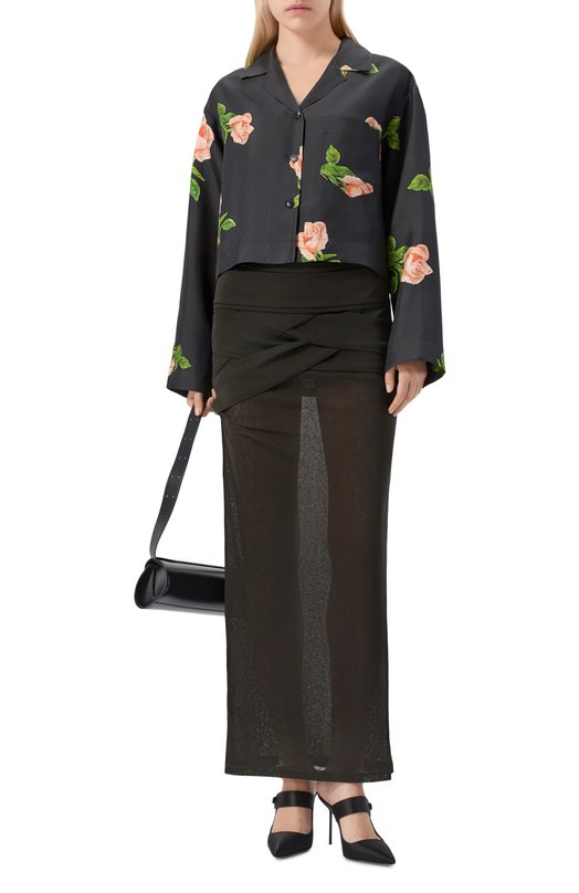 Шелковая рубашка Nanushka VALLY Чёрный  VALLY Фото 2