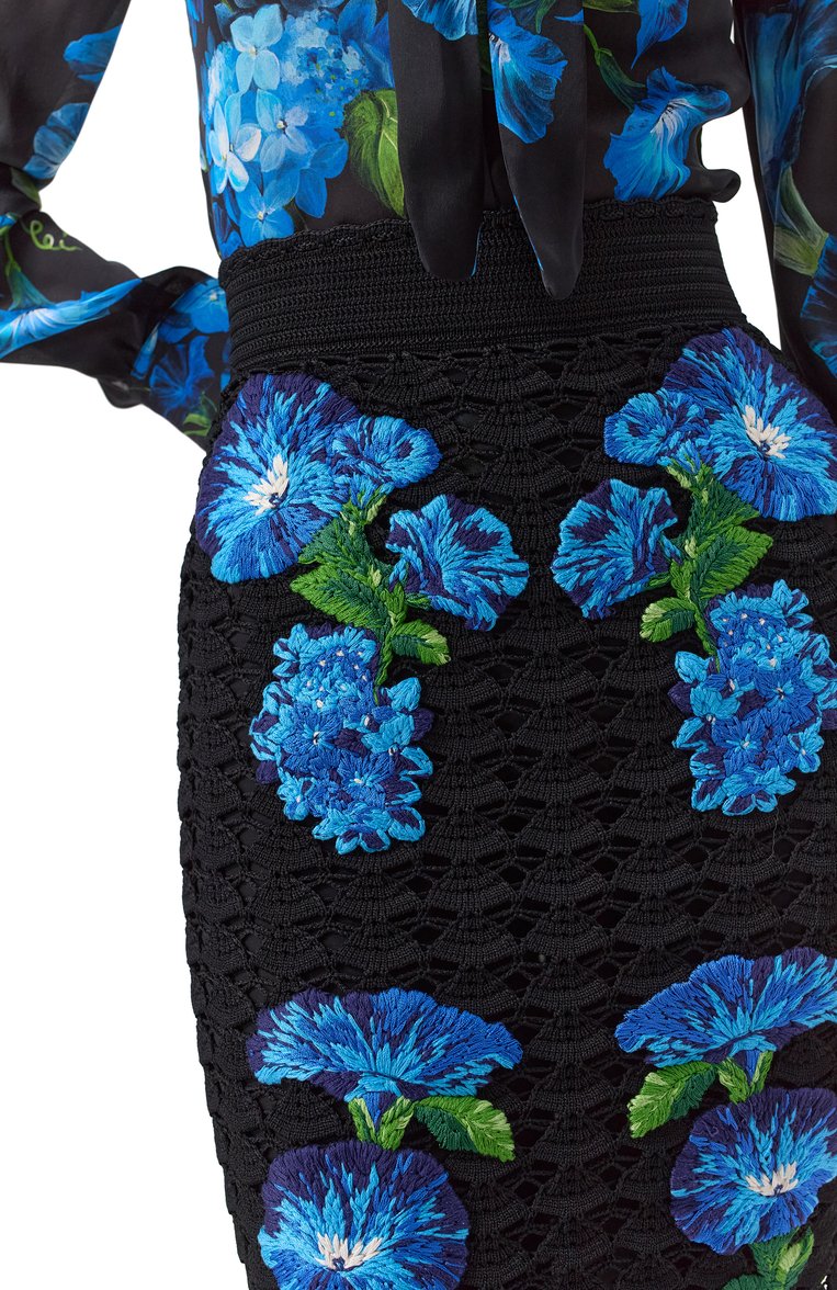 Женская юбка из вискозы DOLCE & GABBANA черного цвета, арт. FX005Z/JFMBC | Фото 5 (Длина Ж (юбки, платья, шорты): До колена; Материал внешний: Вискоза; Стили: Романтичный; Кросс-КТ: Трикотаж; Автоматизация ТО: Проставлено; Автоматизация состава: Проставлено)