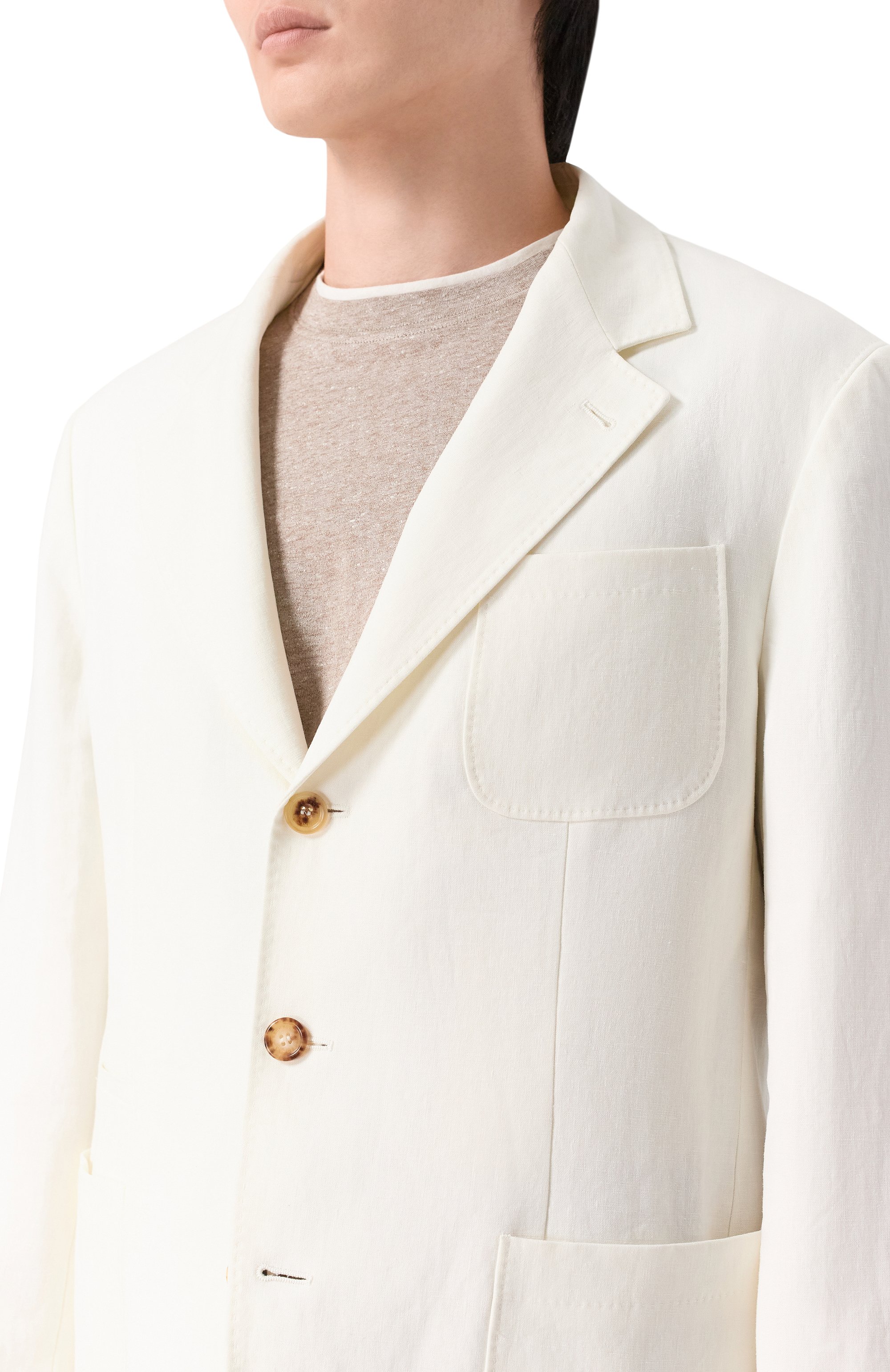 Льняной пиджак BRUNELLO CUCINELLI белого цвета по цене 451500 руб., арт. MW4317BND, фото 5 Льняной пиджак BRUNELLO CUCINELLI, арт. MW4317BND, фото 5