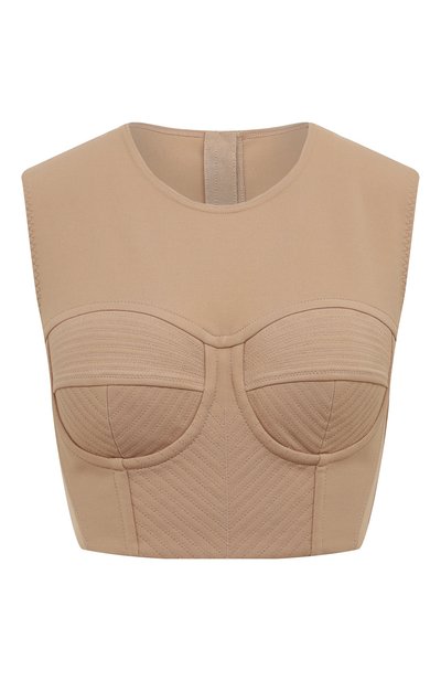 Топ из вискозы DOLCE & GABBANA бежевого цвета по цене 151500 руб., арт. F751WT/FUGKF, фото 1 Топ из вискозы DOLCE & GABBANA, арт. F751WT/FUGKF, фото 1