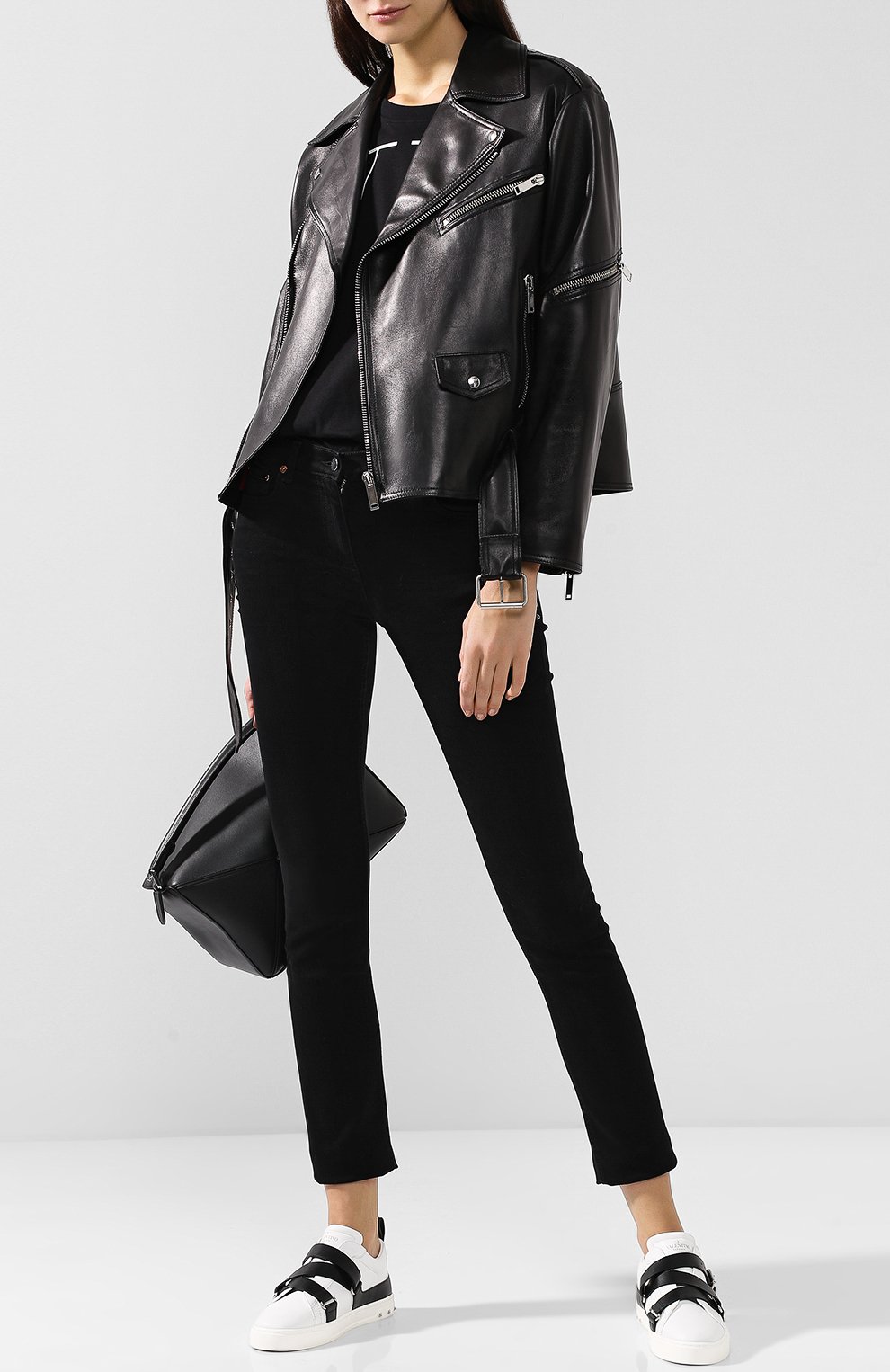 Кожаная куртка с косой молнией и поясом VALENTINO, арт. QB3NA04K1YM, фото 2