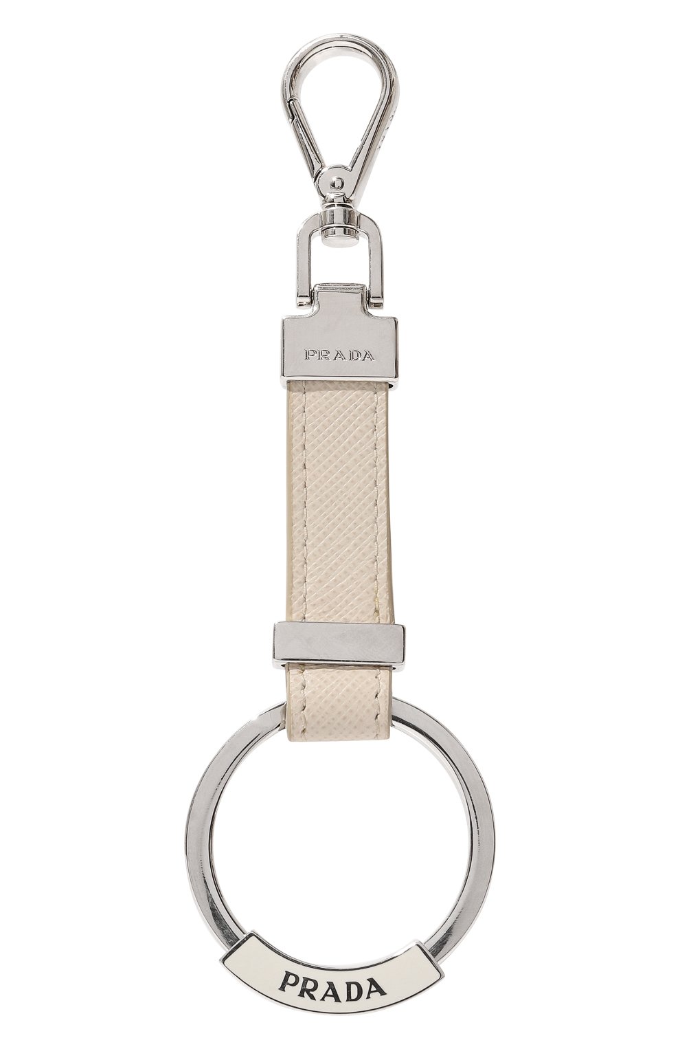 Кожаный брелок PRADA белого цвета по цене 36000 руб., арт. 2PP042-053-F0K74, фото 1 Кожаный брелок PRADA, арт. 2PP042-053-F0K74, фото 1