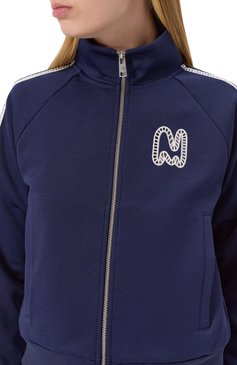 Женский хлопковая толстовка MSGM синего цвета, арт. 3841MDM136/257267 | Фото 5 (Драгоценные камни: Проставлено; Рукава: Длинные; Длина (для топов): Стандартные; Материал сплава: Проставлено; Женское Кросс-КТ: Кардиган-одежда; Стили: Спорт-шик; Материал внешний: Хлопок, Синтетический материал)