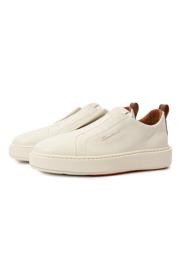 Женские кожаные кеды SANTONI белого цвета, арт. WBCD61224BARSTW4I50 | Фото 1 (Материал внутренний: Натуральная кожа; Подошва: Платформа; Стили: Кэжуэл; Материал внешний: Натуральная кожа; Кросс-КТ: Низкие; Материал утеплителя: Без утеплителя)