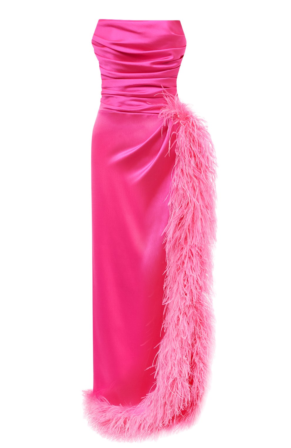 Атласное платье с отделкой перьями SASHA KIM, арт. УТ-00001287, фото 1