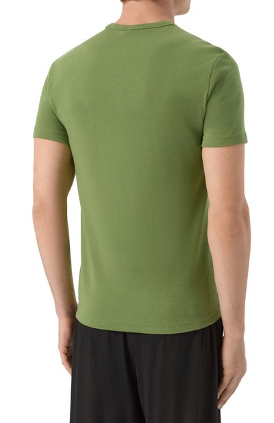 Хлопковая футболка KITON хаки цвета по цене 39950 руб., арт. UNWM008K0263L, фото 4 Хлопковая футболка KITON, арт. UNWM008K0263L, фото 4