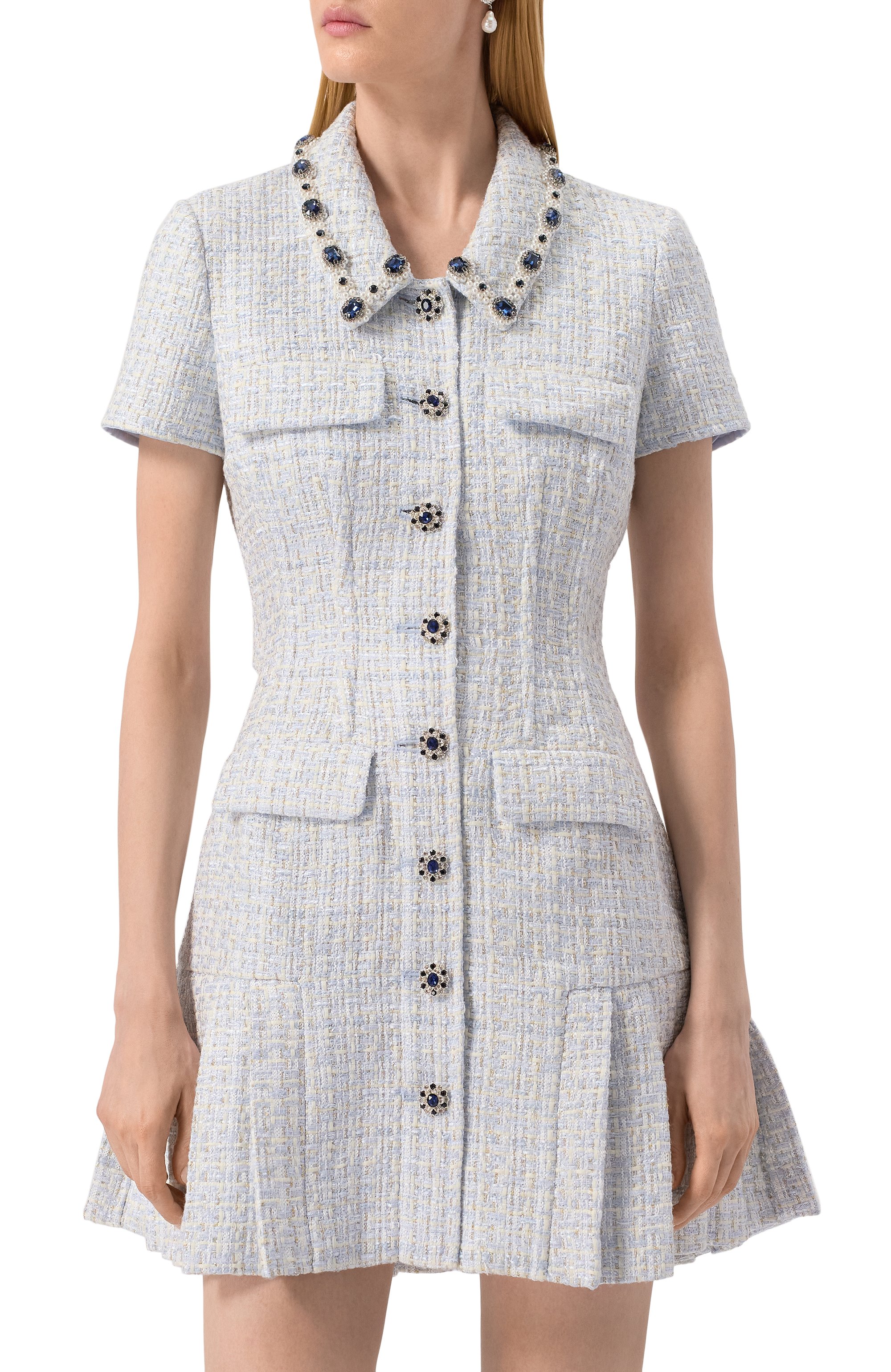 Твидовое платье SELF-PORTRAIT, арт. SS25008SBL, фото 3