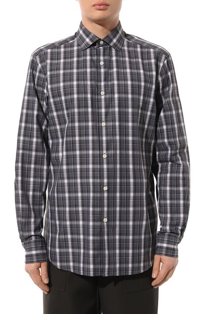 Хлопковая рубашка ZEGNA темно-серого цвета по цене 49150 руб., арт. UCX03A6/SRF5, фото 3 Хлопковая рубашка ZEGNA, арт. UCX03A6/SRF5, фото 3