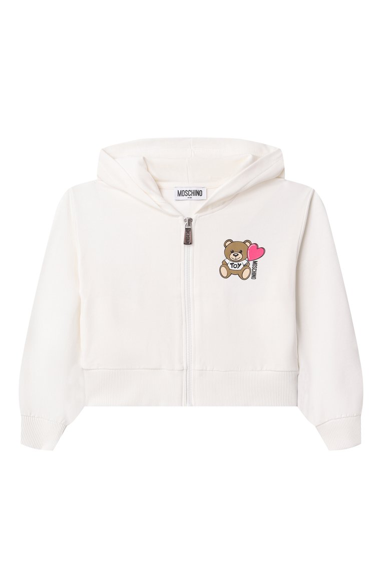 Детская комплект из толстовки и брюк MOSCHINO молочного цвета, арт. HDK033/LDA00/4-8 | Фото 2 (Драгоценные камни: Проставлено; Рукава: Длинные; Материал сплава: Проставлено; Девочки Кросс-КТ: Костюмы-спорт; Тематический товар: Teddy Bear; Материал внешний: Хлопок; Ростовка одежда: 8 лет | 128 см, 6 лет | 116 см, 4 года | 104 см, 5 лет | 110 см)