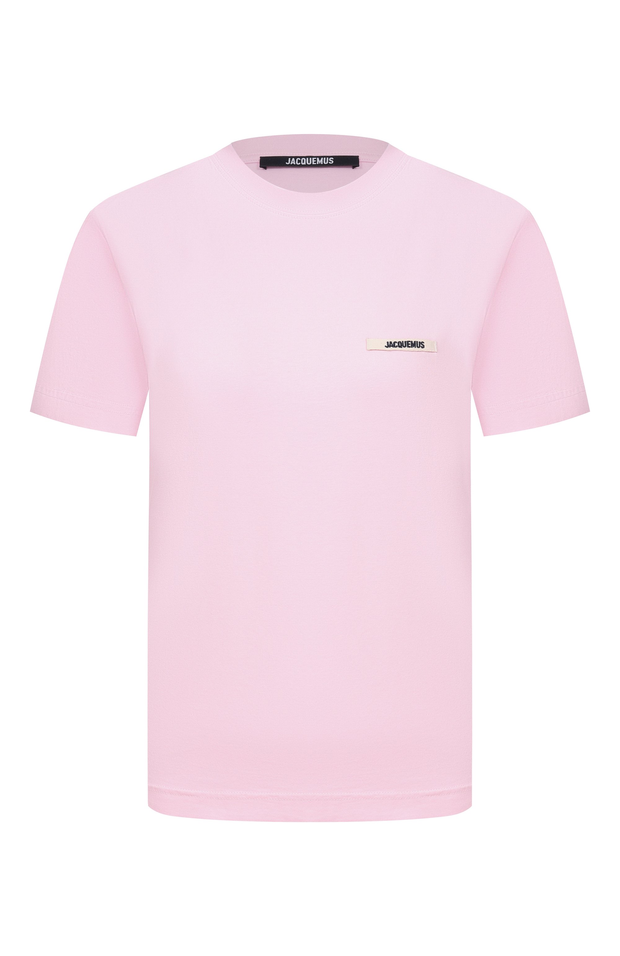 Хлопковая футболка JACQUEMUS розового цвета по цене 25100 руб., арт. 25HTSW00550/AJ00029, фото 1 Хлопковая футболка JACQUEMUS, арт. 25HTSW00550/AJ00029, фото 1