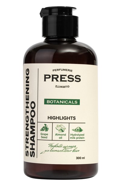 Женский травяной шампунь для всех типов волос grape seed, almond oil, hydrolyzed milk protein (300ml) PRESS GURWITZ PERFUMERIE, арт. 4631159193976