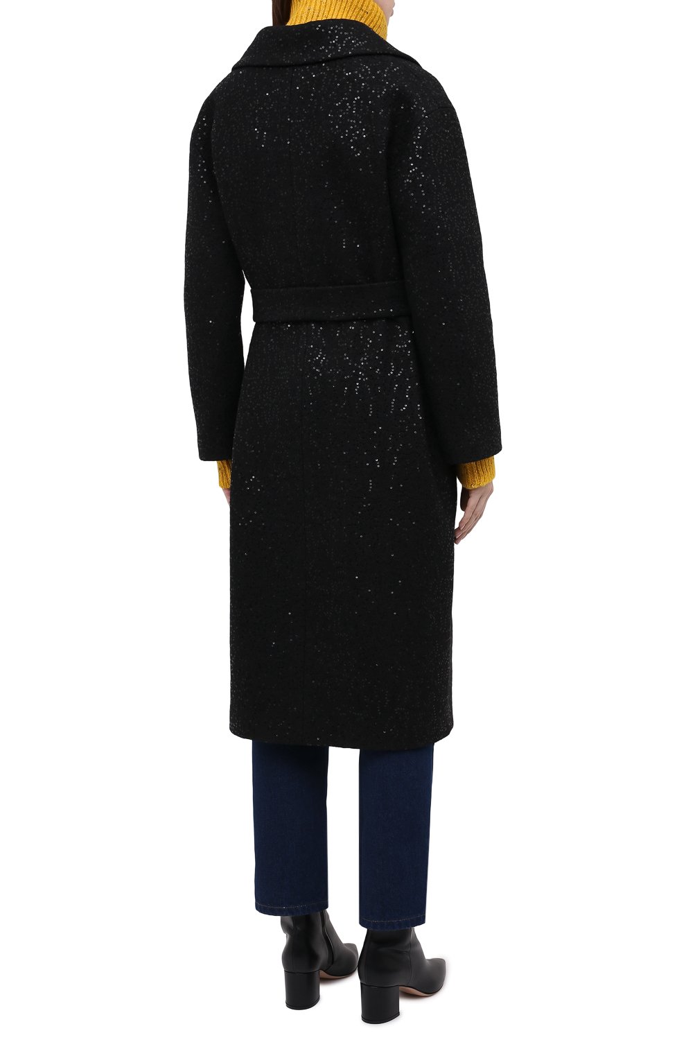 Шерстяное пальто с отделкой пайетками SEVEN LAB, арт. CAB black brilliant, фото 4