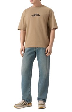 Мужская хлопковая футболка DSQUARED2 бежевого цвета, арт. S79GC0096/D20033 | Фото 2 (Материал внешний: Хлопок; Рукава: Короткие; Длина (для топов): Стандартные; Стили: Кэжуэл; Принт: Без принта; Мужское Кросс-КТ: Футболка-одежда; Кросс-КТ: Джерси)
