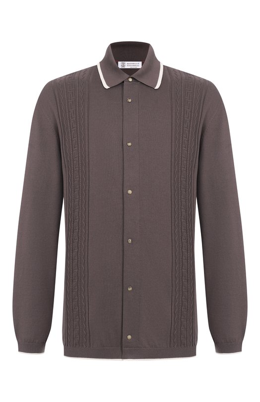 Хлопковая рубашка Brunello Cucinelli M29203405 Коричневый M29203405