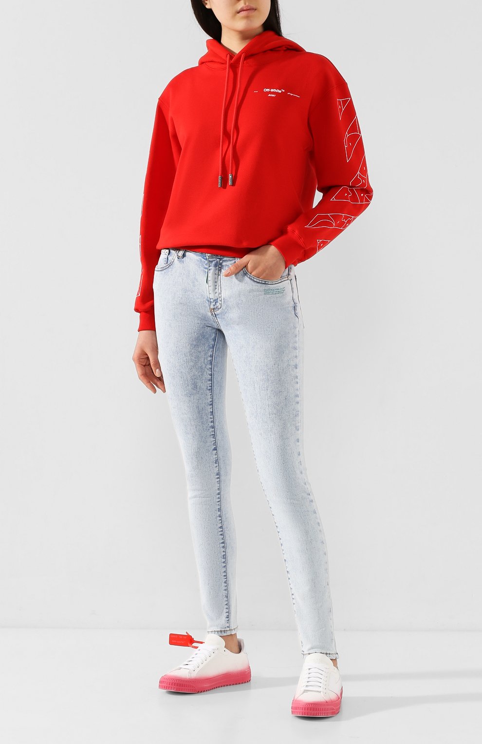 Хлопковое худи OFF-WHITE красного цвета по цене 44850 руб., арт. 0WBB032S20FLE0032501, фото 2 Хлопковое худи OFF-WHITE, арт. 0WBB032S20FLE0032501, фото 2