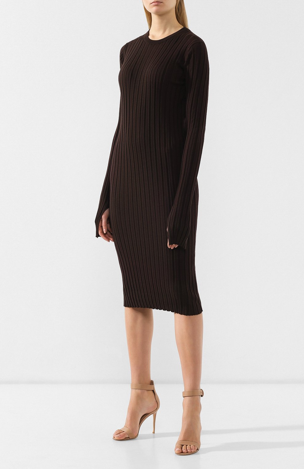 Шерстяное платье HELMUT LANG коричневого цвета по цене 37050 руб., арт. J01HW704, фото 3 Шерстяное платье HELMUT LANG, арт. J01HW704, фото 3