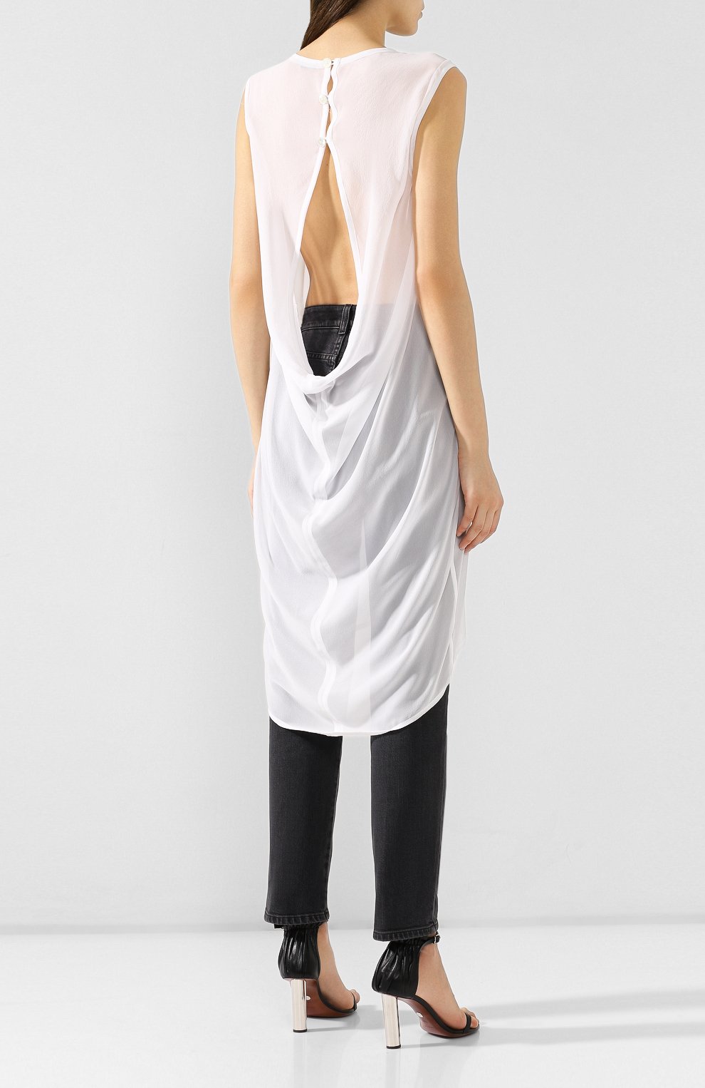 Шелковая туника ANN DEMEULEMEESTER белого цвета по цене 65400 руб., арт. 1901-2202-P-100-002, фото 4 Шелковая туника ANN DEMEULEMEESTER, арт. 1901-2202-P-100-002, фото 4