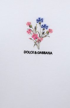 Детская хлопковый лонгслив DOLCE & GABBANA белого цвета, арт. L5JTJL/G7KC7/8-14 | Фото 3 (Рукава: Длинные; Материал сплава: Проставлено; Материал внешний: Хлопок; Драгоценные камни: Проставлено)