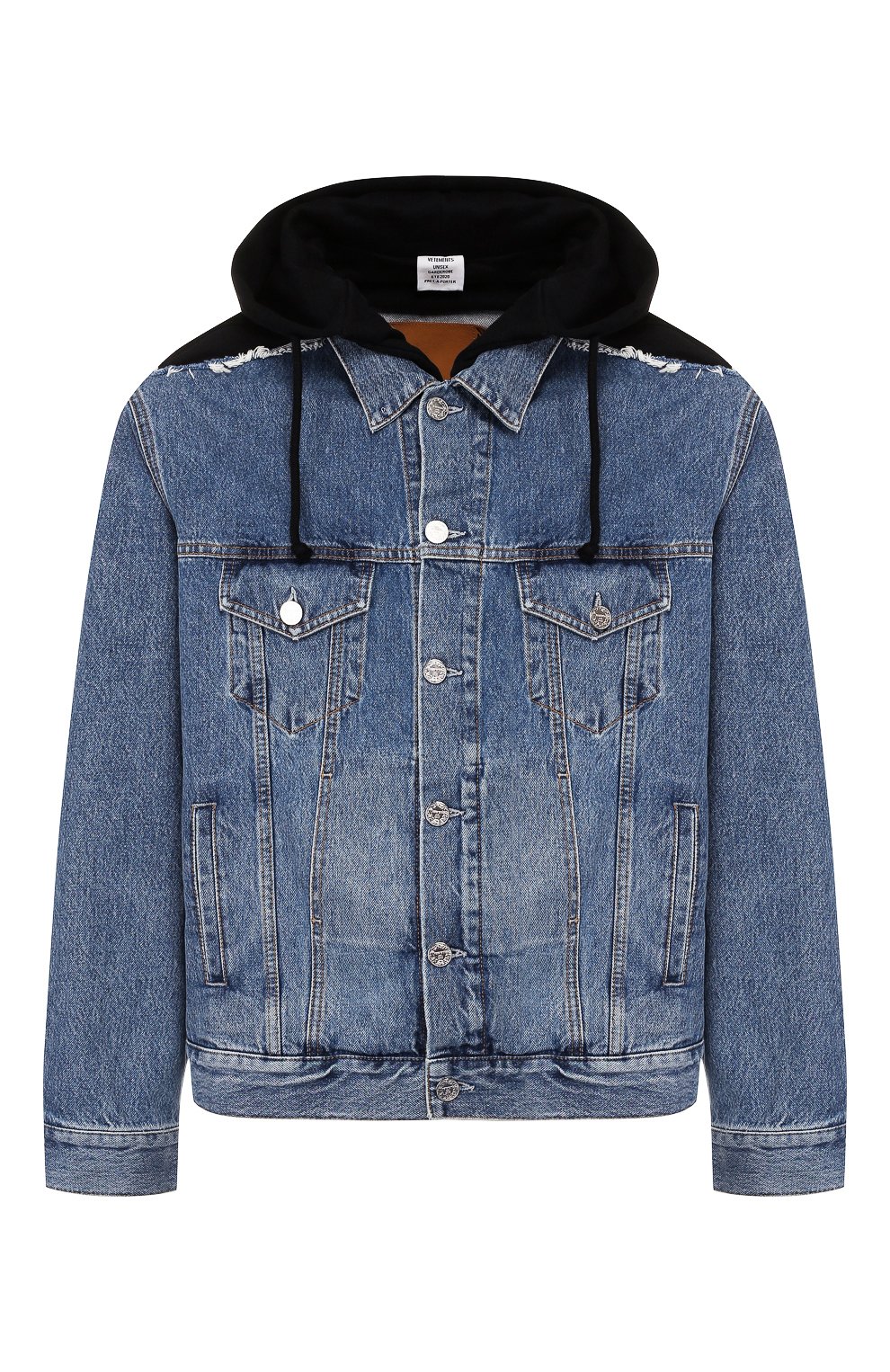 Джинсовая куртка VETEMENTS синего цвета по цене 113000 руб., арт. SS20JA109 2801/W/BLUE, фото 1 Джинсовая куртка VETEMENTS, арт. SS20JA109 2801/W/BLUE, фото 1