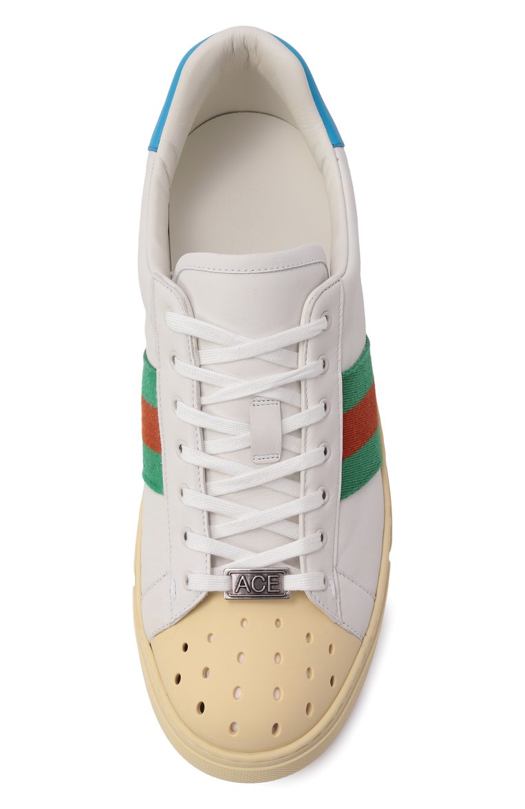 Мужские кожаные кеды ace GUCCI белого цвета, арт. 795784/AADQS | Фото 6 (Подошва: Массивная; Материал внешний: Натуральная кожа; Материал внутренний: Натуральная кожа; Кросс-КТ: Низкие; Материал утеплителя: Без утеплителя; Стили: Классический)
