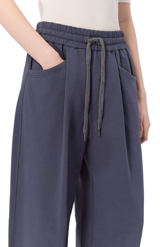 Хлопковые брюки Brunello Cucinelli MH827S0599 Синий  MH827S0599 Фото 5