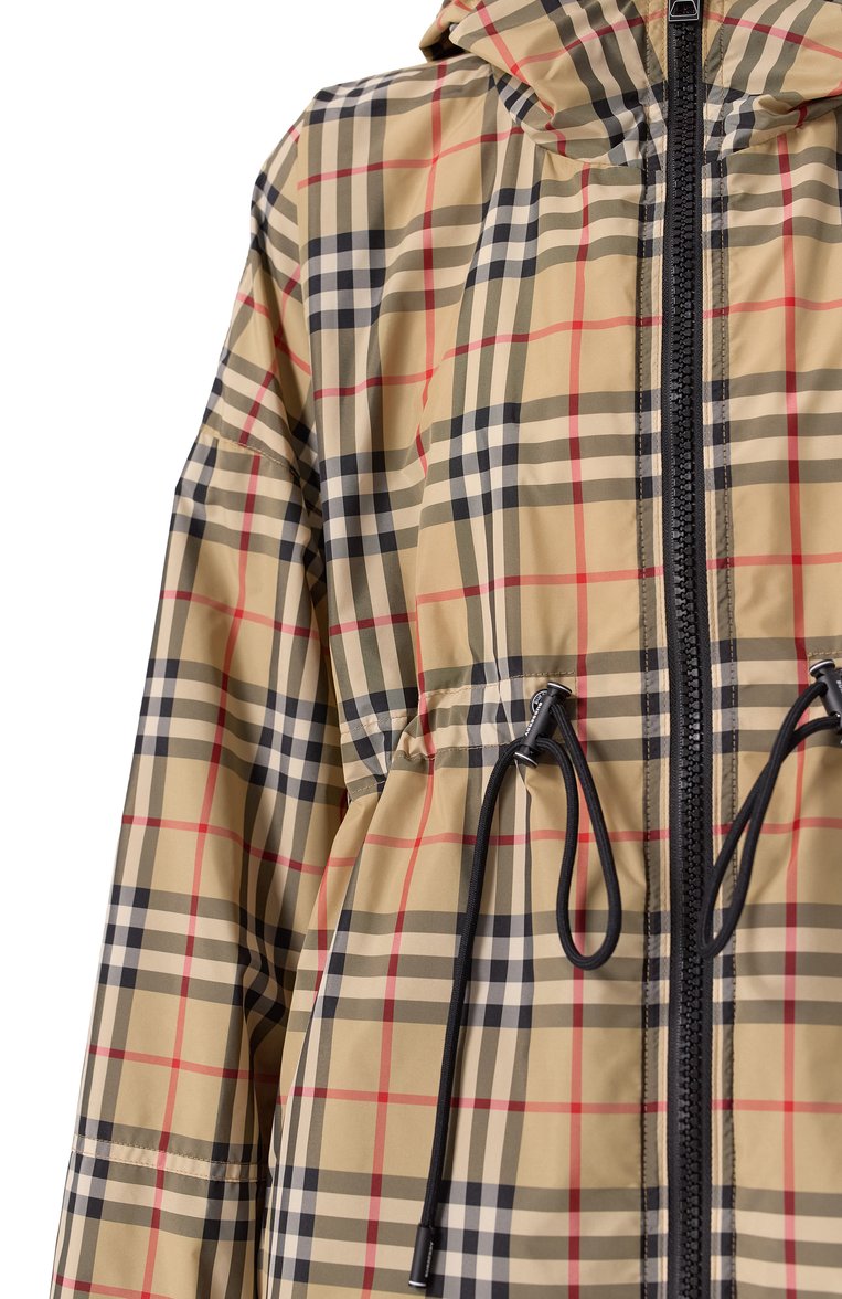 Женская ветровка BURBERRY бежевого цвета, арт. 8062947 | Фото 5 (Рукава: Длинные; Материал подклада: Синтетический материал; Длина (верхняя одежда): Короткие; Стили: Кэжуэл; Кросс-КТ: Ветровки, Куртка; Материал внешний: Синтетический материал)