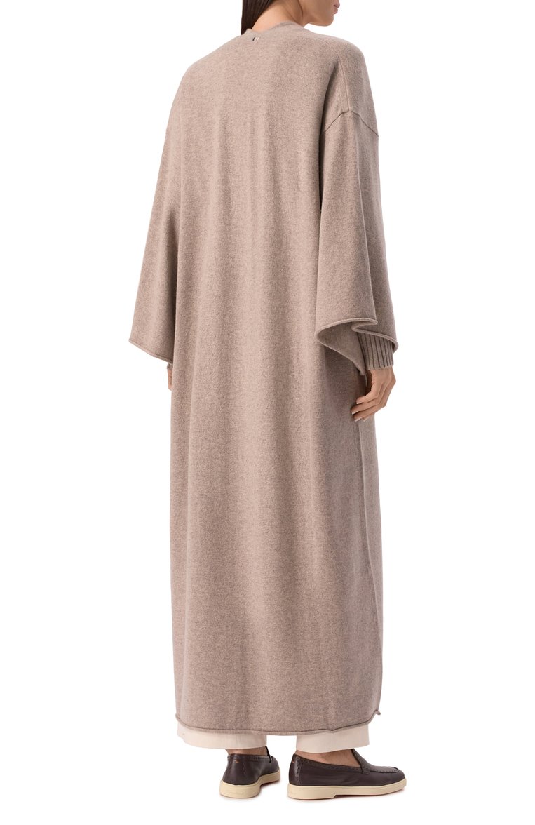Женский кашемировый кардиган EXTREME CASHMERE бежевого цвета, арт. 325-037-01-TU-02 | Фото 4 (Длина (для топов): Удлиненные; Материал внешний: Кашемир, Шерсть; Рукава: Длинные; Женское Кросс-КТ: кардиган-трикотаж; Стили: Кэжуэл; Застежка: Без застежки; Автоматизация состава: Проставлено; Автоматизация ТО: Проставлено)