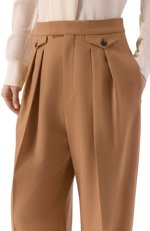 Шерстяные брюки Chloé CH26SPA06164 Бежевый  CH26SPA06164 Фото 5