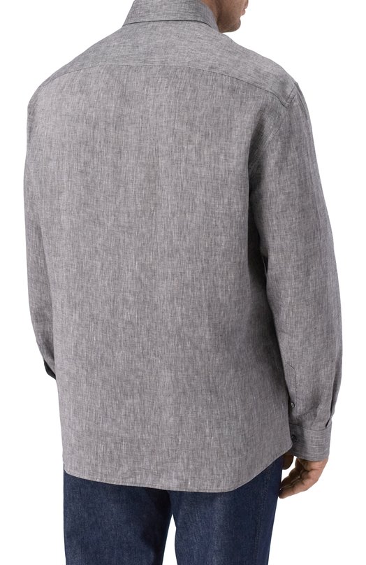 Льняная рубашка Brunello Cucinelli MM6840627 Серый  MM6840627 Фото 4