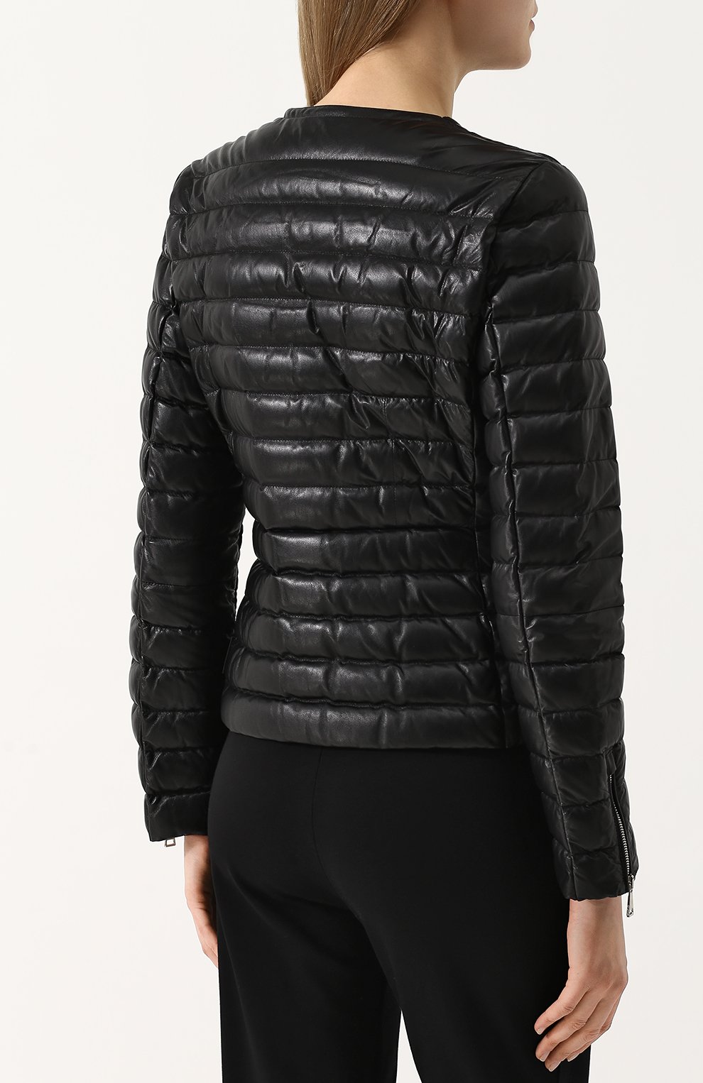 Приталенный стеганый пуховик из кожи MONCLER, арт. D1-093-46902-00-5098S, фото 4