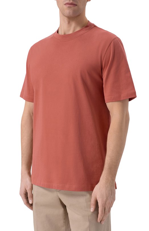 Хлопковая футболка Brunello Cucinelli M0B131308 Розовый  M0B131308 Фото 3