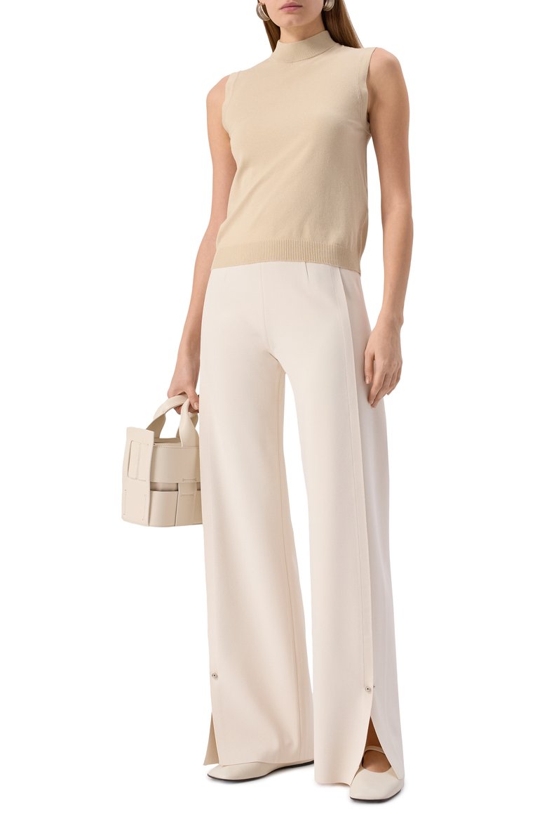 Женский топ из вискозы WEEKEND MAX MARA бежевого цвета, арт. BELGI0 | Фото 2 (Рукава: Короткие, Без рукавов; Длина (для топов): Стандартные; Материал внешний: Вискоза; Стили: Кэжуэл; Кросс-КТ: Трикотаж; Автоматизация состава: Проставлено; Автоматизация ТО: Проставлено)