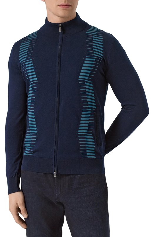 Кардиган из шелка и хлопка Zilli KZMC01M0142VZWA00/62 Синий  KZMC01M0142VZWA00/62 Фото 3