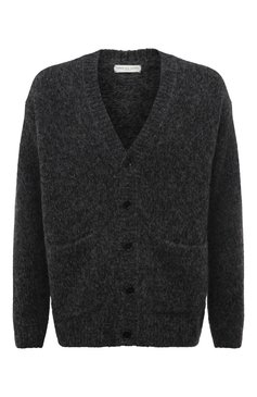 Мужской шерстяной кардиган DRIES VAN NOTEN серого цвета, арт. 232-021242-7704 | Фото 1 (Материал внешний: Шерсть; Драгоценные камни: Проставлено; Рукава: Длинные; Длина (для топов): Стандартные; Материал сплава: Проставлено; Мужское Кросс-КТ: Кардиган-одежда; Стили: Минимализм)