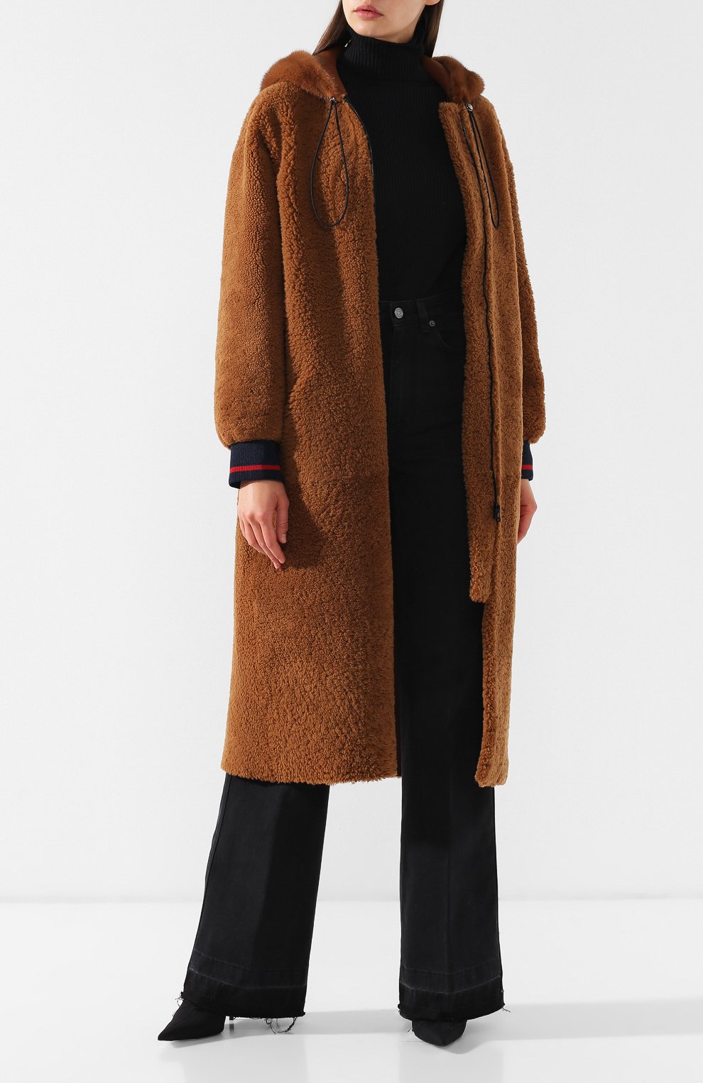 Меховое пальто с капюшоном из овчины INES&MARECHAL, арт. DELTA, фото 2