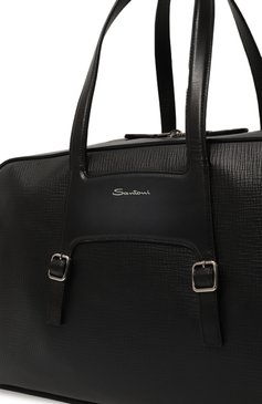 Мужская дорожная сумка SANTONI черного цвета, арт. UIBBA2419EN-ATU5N50 | Фото 3 (Размер: large; Материал сплава: Проставлено; Ремень/цепочка: На ремешке; Материал: Натуральная кожа; Драгоценные камни: Проставлено)