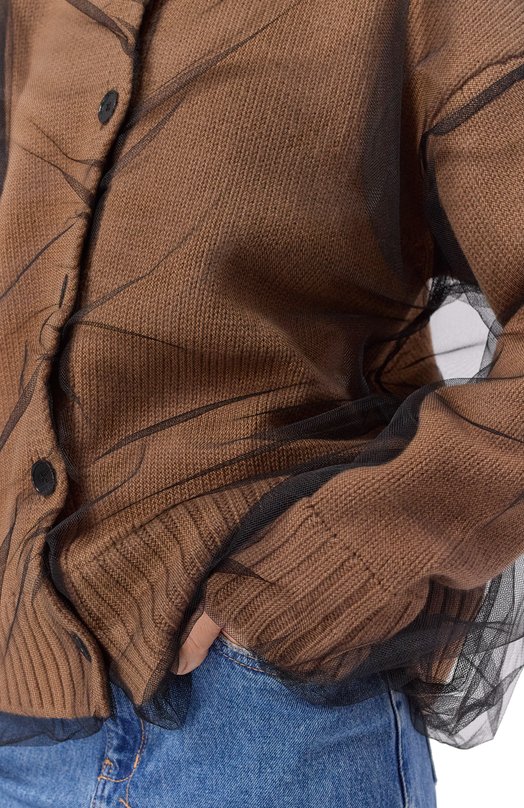 Шерстяной кардиган MSGM 3942MDM202/257988 Бежевый  3942MDM202/257988 Фото 5