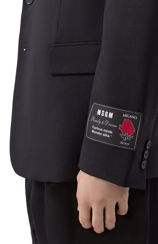 Шерстяной пиджак MSGM 3940MG08/257605 Чёрный  3940MG08/257605 Фото 5